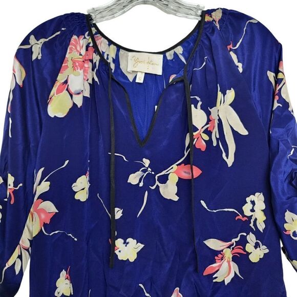 Yumi Kim 100% Silk Joey Blue Floral Blouse Size Small - Picture 3 of 11